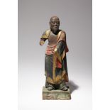 A JAPANESE POLYCHROME LACQUERED WOOD FIGURE OF JIZO BOSATSU KAMAKURA PERIOD OR LATER, 14TH CENTURY