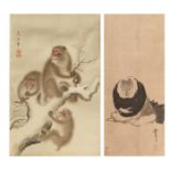 TWO JAPANESE PAINTINGS MEIJI PERIOD, 19TH CENTURY One painted in ink and colour on silk, depicting