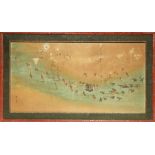 A JAPANESE PADDED-SILK PANEL, OSHI-E MEIJI PERIOD, 19TH CENTURY Depicting a procession of forty