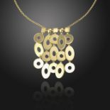 A gold 'Lucea' necklace by Bulgari, the pendant set with oval and circular links, on a fine-link