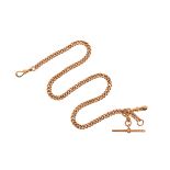 An 18ct gold curb-link Albert chain, 40.5cm long, 54g