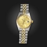 A gentleman's steel and gold Oyster Perpetual wristwatch by Rolex, the champagne dial signed '