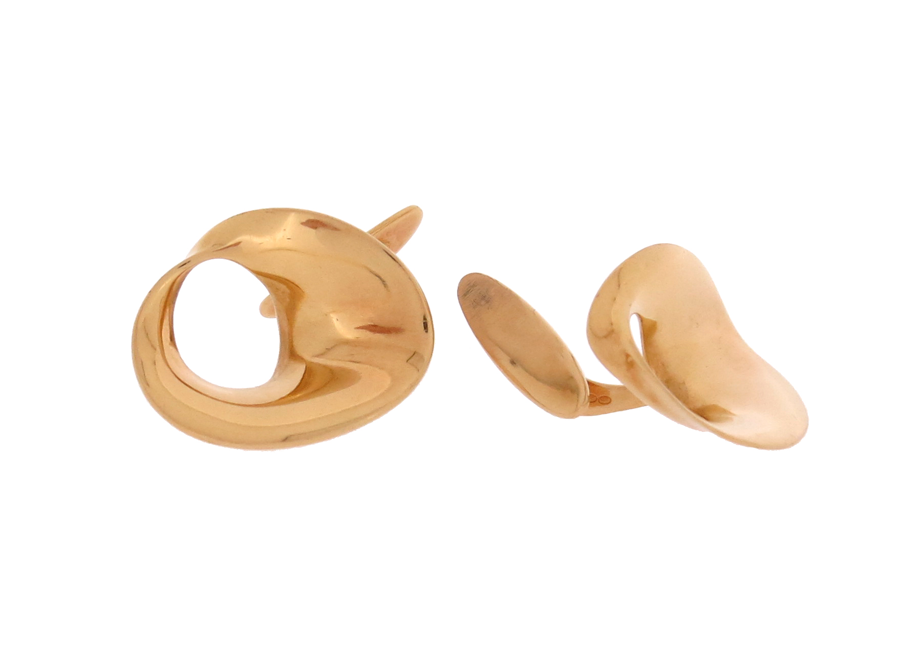 A pair of gold cufflinks by Vivianna Torun Bόlow-Hόbe for Georg Jensen, post 1945, of abstract