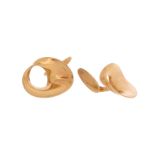 A pair of gold cufflinks by Vivianna Torun Bόlow-Hόbe for Georg Jensen, post 1945, of abstract