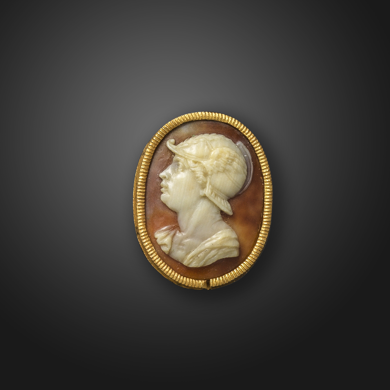 An early 18th century shell cameo depicting Mercury, in profile and with winged helmet, set in