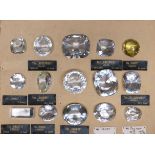 A set of historical diamond replicas, consisting of fifteen faceted paste diamond replicas,