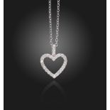 A diamond-set heart pendant, set with round brilliant-cut diamonds in white gold, diamonds