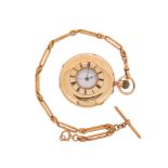 An 18ct gold half hunting cased chronograph pocket watch with yellow gold fancy-link watch chain,