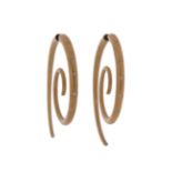 A pair of diamond-set gold earrings, of spiral form, each set with a line of round brilliant-cut