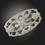 An Art Deco diamond brooch, of geometric design, the openwork mount set with graduated round