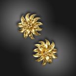 A pair of gold flowerhead earrings by Tiffany & Co, signed Tiffany & Co, Italy, clip fittings,