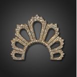 A late 19th century coronet style diamond and enamel brooch, set overall with rose-cut diamonds