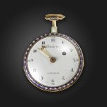 An early 19th century enamelled gold pocket watch by Dutertre, c.1800, the white enamel dial