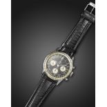 A gentleman's steel wristwatch by Breitling, the black and white dial signed Breitling Geneve