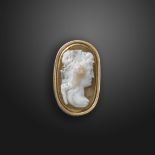 An early 19th century sardonyx cameo ring, depicting a gryllus, set in gold, size N 1/2 (
