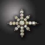 A George III diamond-set cruciform brooch, set with old cushion-shaped diamonds in closed-back cut-