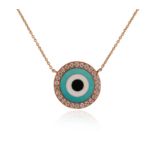 A diamond and hardstone-set 'Evil Eye' pendant, the circular pendant with concentric hardstone inlay