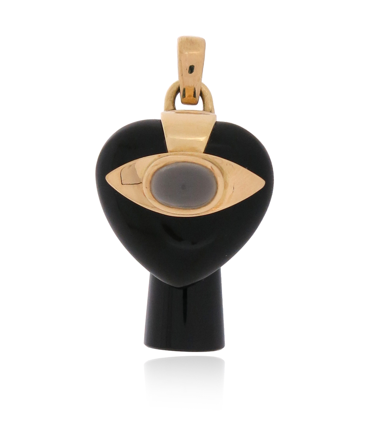 An abstract onyx-mounted gold pendant believed to be by Giorgio Facchini, the onyx heart and baton