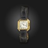 A lady's gold Ceinture wristwatch by Cartier, the signed octagonal dial with black Roman numerals,