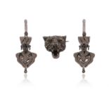 A pair of diamond-set gold blackamoor earrings, set in white gold, 4cm high (including fitting),