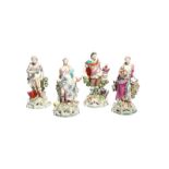 A rare set of four Derby figures of the Elements c.1770, emblematic of Earth, Water, Fire and Air,