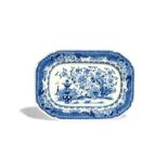 A very rare Worcester blue and white meat dish c.1772, painted with the Garden Table pattern after a