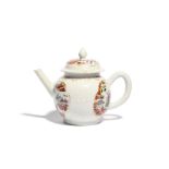 A Chinese porcelain London-decorated teapot and cover mid 18th century, with original bianco-sopra-