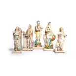 Five Staffordshire figures early 19th century, depicting Neptune, Venus, Faith and Hope, the last