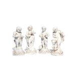 A rare set of Plymouth figures of the four Seasons c.1770, each modelled as a putto with varying