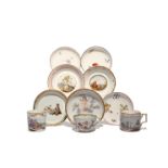 A group of Continental porcelain tea and coffee wares 2nd half 18th century, including a Volkstedt