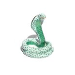 A Herend figure of a cobra modern, the hooded snake coiled on itself with head raised, decorated