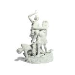 An Italian porcelain white-glazed figure group 19th century, probably Naples, depicting the