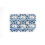 Six Delft tiles 1st half 18th century, each painted in blue with a circular panel containing a