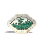 A London-decorated Chinese porcelain spoon tray 18th century, decorated in the Giles atelier, the