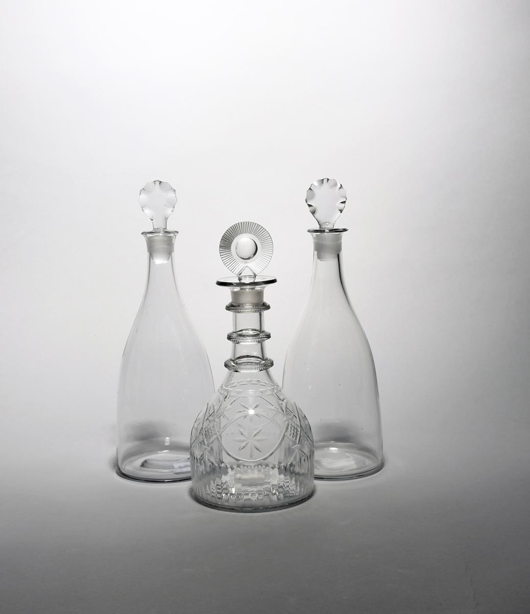 An Irish (Cork) decanter and stopper late 18th century, the moulded base cut above with a star and