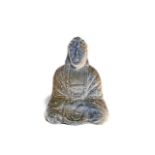 A large faïence model of Amitabha Buddha 19th century, seated with hands in dhyana mudra,