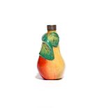 An English porcelain scent bottle late 18th/19th century, modelled as a pear with two large leaves