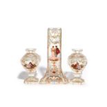 A Continental glass dressing table garniture 19th century, comprising two bottles and a central