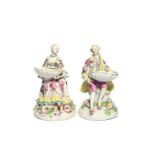 An early near pair of Derby sweetmeat figures c.1753-55, attributed to Andrew Planché, modelled as a