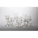 A group of eight various glasses 19th/20th century, including a baluster goblet engraved with