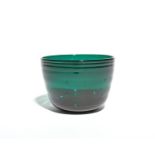 A green glass fingerbowl of Lynn type c.1780, the flared form lightly moulded with horizontal