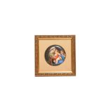 A Continental porcelain circular plaque 19th century, painted with Raphael's Lady Madonna and Child,