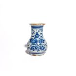 A small London delftware vase c.1700-20, the bottle-shaped body painted in underglaze blue with