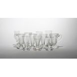Eleven dwarf ale or jelly glasses 18th/early 19th century, one with wrythen moulding and a
