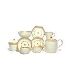 A Caughley part tea service c.1790, the fluted forms simply decorated with narrow gilt bands on a