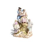 A large Meissen garden figure group late 18th/ early 19th century, modelled by Acier with six