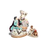 A Meissen figure group of lovers 19th century, modelled as a courting couple, the man seated and