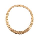 A diamond-set gold collar necklace by Van Cleef & Arpels, of openwork design and formed with