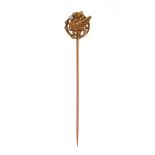 A late 19th century French diamond-set stick pin, depicting a Chimera set with an old circular-cut