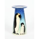 'Penguins' a Dennis China Works limited edition Conical vase designed by Sally Tuffin, dated 2019,